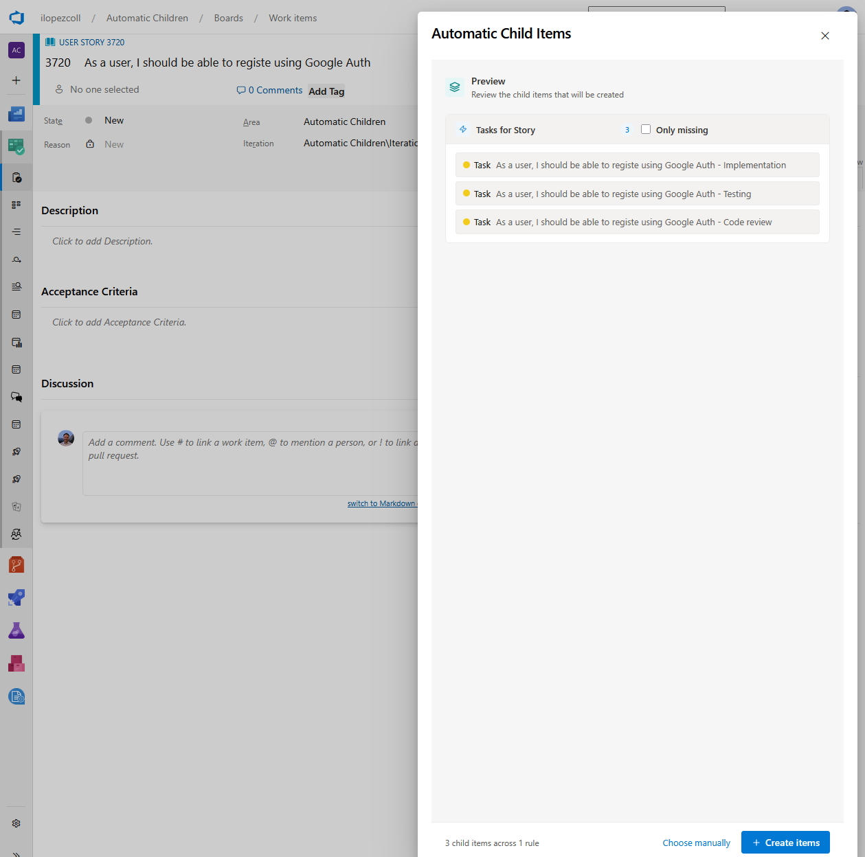 Side panel — applicable rules and preview